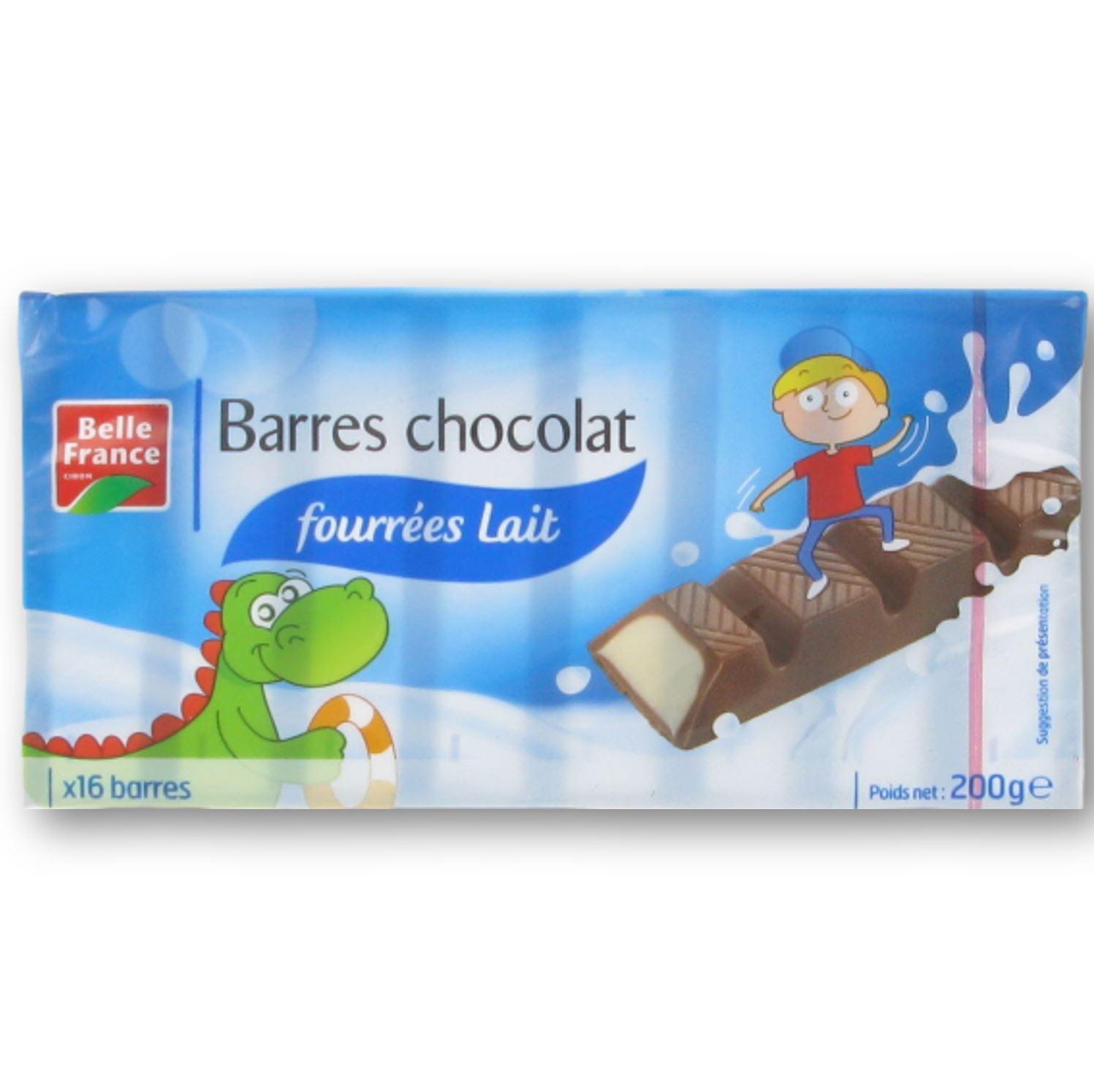 Barre fouree chocolatau lait x 16